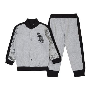 Дитячий спортивний костюм ЛяЛя 3 - 18 міс Інтерлок Сірий меланж/Чорний К2ІН014_2-72 86