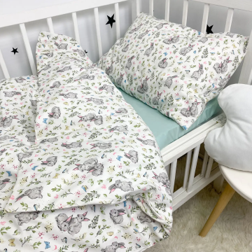 Дитяча постільна білизна для підлітків Oh My Kids Зайки Сатін М'ятний ПБ-0113-С-2