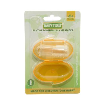 Зубна щітка-масажер силіконова з контейнером BABY TEAM 7200 помаранчевий