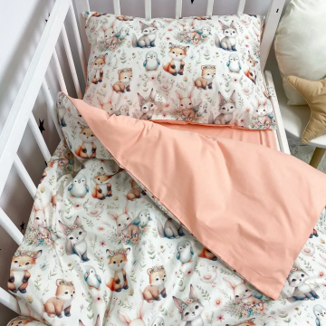 Дитяча постільна білизна Oh My Kids Зайчики Лисички Ранфорс Персиковий ПБ-126-Х