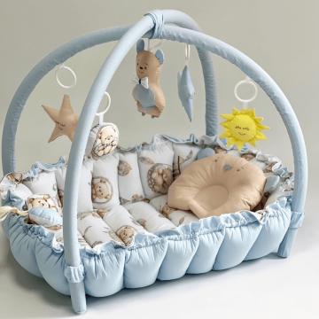 Кокон для немовлят 2в1 Happy Luna Babynest Playmate Plastik bag Світло-блакитний 0771
