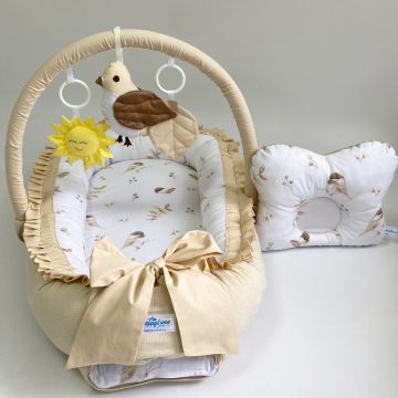 Кокон для немовлят Happy Luna BabyNest Plush Plastik bag Бежевий/Білий 0230