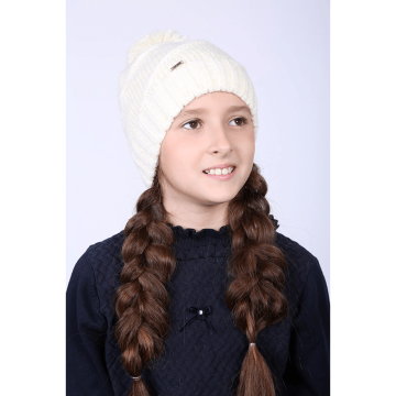 Шапка детская зимняя для девочки  Олта Молочный от 5 до 8 лет 76-762017 52-56