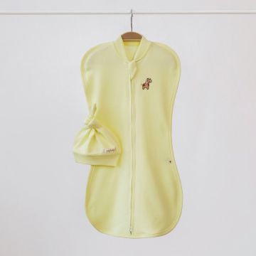 Євро пелюшка кокон на блискавці та шапка для немовлят Magbaby Purl Жираф Жовтий 100331 3-6 міс