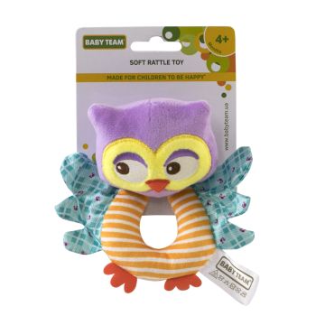 Розвивальна м'яка іграшка-брязкальце Baby Team Сова 8501