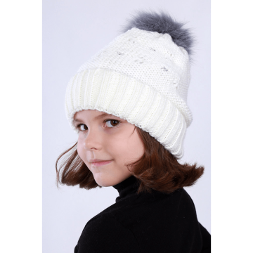 Шапка детская зимняя для девочки  Олта Белый от 5 до 8 лет 73-732017-01 52-56