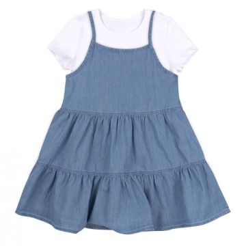 Костюм сарафан та футболка на дівчинку Bembi Summer 2024 4 - 6 років Супрем/Джинс Синій КП293 116