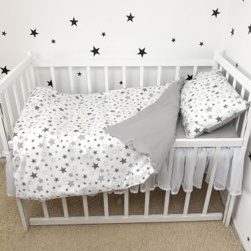 Дитяча постільна білизна Oh My Kids Сірі зірки Бязь/Ранфорс Сірий ПБ-107-Х