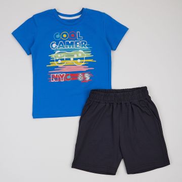 Костюм футболка и шорты для мальчика ЛяЛя 2 - 8 лет Стрейч-кулир Электрик/Черный К3СК140_2-445 122