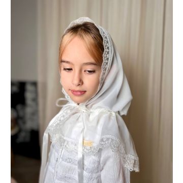 Хустка в церкву для дівчинки BetiS Свята мить Шифон Молочний 60х90 см 27685747