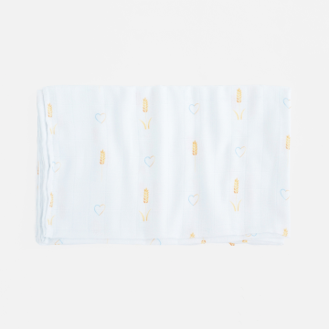 Муслиновая пеленка для детей ELA Textile&Toys Колоски Белый/Желтый 100х80 см DM002E