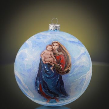 Новогодний шар на елку Rizdviani Istorii Украинские истории Мадонна Голубой 12 см 4820001179880