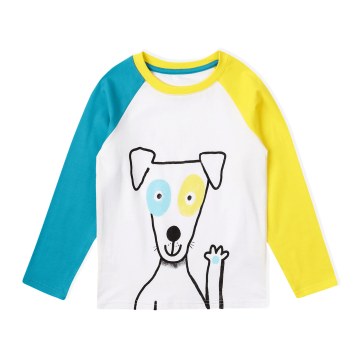 Лонгслів дитячий Krako Пес Жовтий/Блакитний від 7 до 8 років 3009T35 122-128