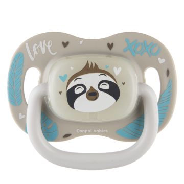 Пустушка силіконова симетрична Canpol babies Exotic Лінивець 0-6 міс Сірий 34/920_leni
