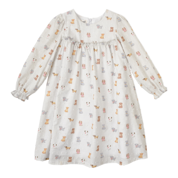 Платье для девочки с длинным рукавом Krako Песики Белый от 7 до 8 лет 4044D21 122-128