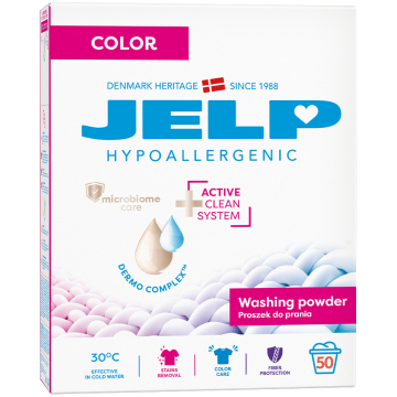 Гіпоалергенний пральний порошок для кольорових речей JELP 3+ 3 кг 50 прань 98059