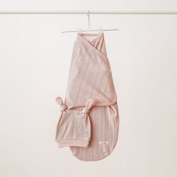 Євро пелюшка кокон на липучках і шапка для немовлят Magbaby Wind Персиковий 100227 3-6 міс