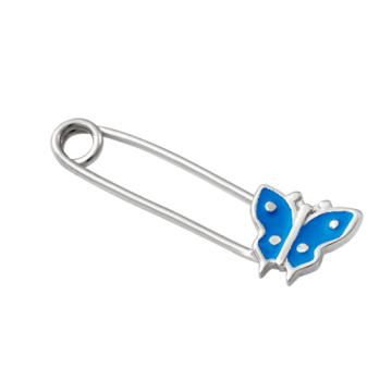 Срібна булавка UD Kashtan Метелик з емаллю Блакитний ВС-057ЕР