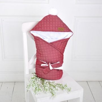 Конверт-ковдра на виписку Magbaby, стьобаний джинсовий, марсала