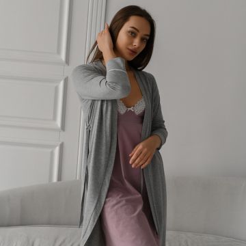 Халат для вагітних і годуючих Мамин Дім La Rose Сірий меланж 25314 52