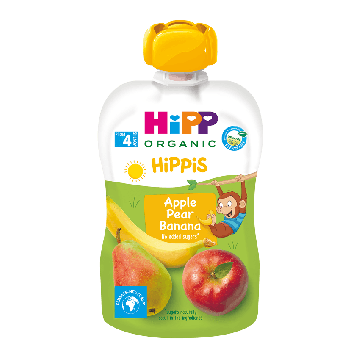 Дитяче пюре органічне фруктове HiPP HiPPiS Pouch Яблуко Груша Банан 100 г 8520-02