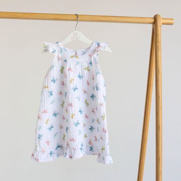 Мусліновий сарафан для дівчинки ELA Textile&Toys Метелики 2 - 7 років Білий/Рожевий/Зелений SDM001BF 116