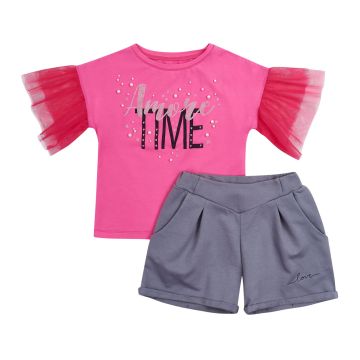 Літній костюм для дівчинки футболка і шорти ЛяЛя 8 - 17 років Стрейч-кулір Малиновий К3СК142_2-3431 164