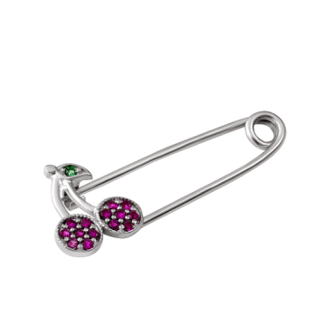 Срібна булавка UD Kashtan Вишеньки з кольоровими фіанітами ЛК-0215рз