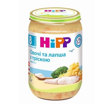 Дитяче пюре рибно-овочеве HiPP Овочі Локшина Тріска 220 г 6550
