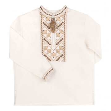 Вышиванка для мальчика Bembi ЕТНNО 7 - 12 лет Лен Молочный РБ175 158