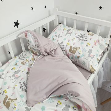 Дитяча постільна білизна Oh My Kids Forest Animals Сатін Бежевий ПБ-106-С-3