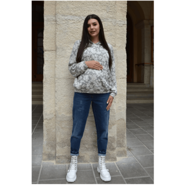 Худи для беременных Dianora Трикотаж 3-х нитка Серый/Молочный 2227 1018 L