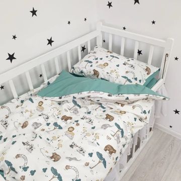 Дитяча постільна білизна Oh My Kids Zoo Ранфорс Бірюзовий ПБ-069-СХ-3