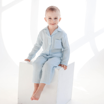 Муслиновая пижама детская ELA Textile&Toys 1,5 - 9 лет Муслин Голубой PJ004BL 116
