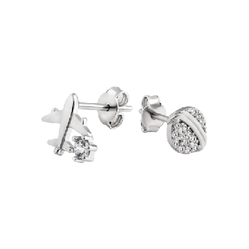 Сережки пусеты серебряные UD Kashtan Самолет и планета с фианитами ЛК-0347р