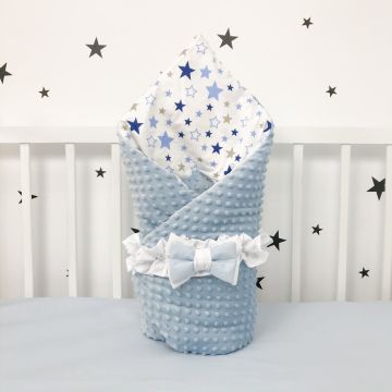 Конверт на виписку Oh My Kids Зірковий карнавал Бязь/Плюш Синій 100х80 см КУ-033-ХП