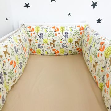 Бортики в ліжечко Oh My Kids Лісові звірята Ранфорс/Сатін Бежевий 4 шт БПЛ-116-С