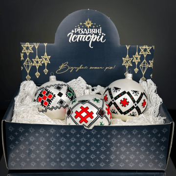 Елочная игрушка набор 3 шт Rizdviani Istorii Украинские истории Вінниччина 10 см 4820001179958