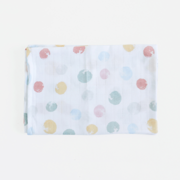 Муслиновая пеленка для детей ELA Textile&Toys Кружочки Белый/Розовый/Синий 100х80 см DM001D