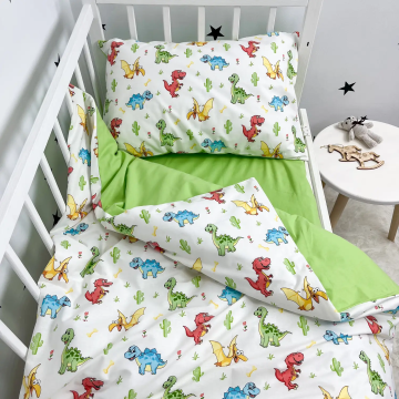 Дитяча постільна білизна для підлітків Oh My Kids Динозаврики Ранфорс Зелений ПБ-124-Х-2