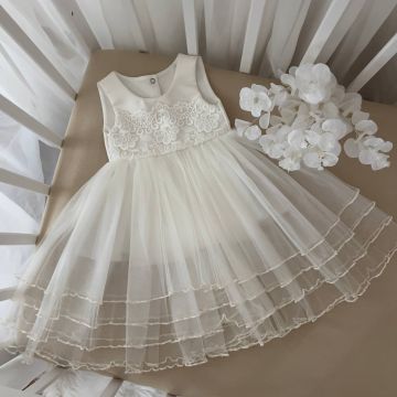 Платье Бетис Жемчужинка атлас/фатин Молочный 27076253 1,5-6 лет 110-56