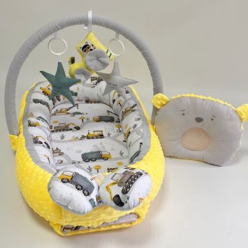 Кокон для немовлят Happy Luna BabyNest Plush Plastik bag Жовтий/Сірий 0226