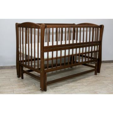 Ліжечко дитяче з натурального дерева без ящика Дубок Веселка Веселка Коричневий 9800-DVs-04