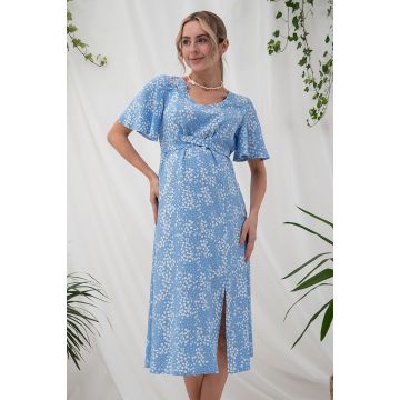 Платье для беременных и кормящих Юла Мама Vanessa Голубой DR-25.022 L