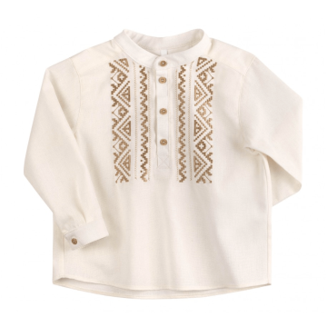 Вышиванка для мальчика Bembi ЕТНNО 7 - 13 лет Лен Молочный/Бежевый РБ171 152