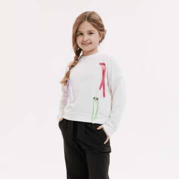 Джемпер для девочки Bembi 5 - 13 лет Трикотаж двунитка Молочный ДЖ381 152