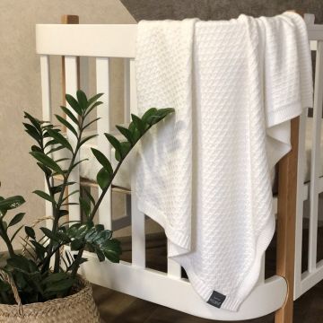 В'язаний плед для новонароджених Маленька Соня Ромб дрібний Білий 937432