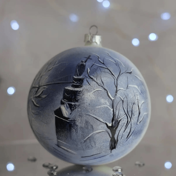 Ялинкова іграшка новорічна куля Santa Shop Володимирська гірка Білий 12 см 4820001155044