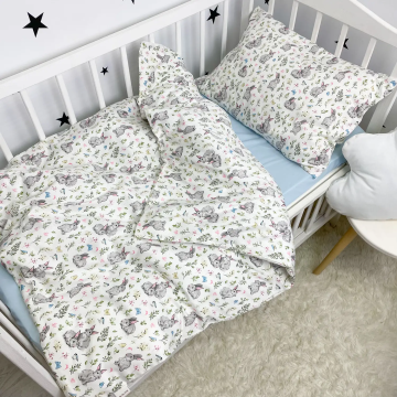 Дитяча постільна білизна для підлітків Oh My Kids Зайчики Ранфорс/Сатін Блакитний ПБ-1035-СХ-2