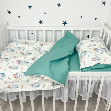 Дитяча постільна білизна Oh My Kids Повітряні кульки Ранфорс/Сатин Бірюзовий ПК-083-СХ